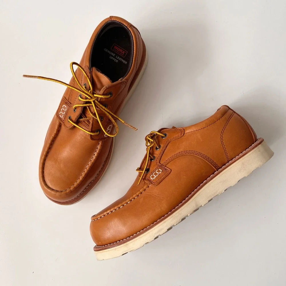 WORX by Red Wing Shoes Moc Toe Oxford Size 9.5 Mens Brown Leather Work Shoe Boot